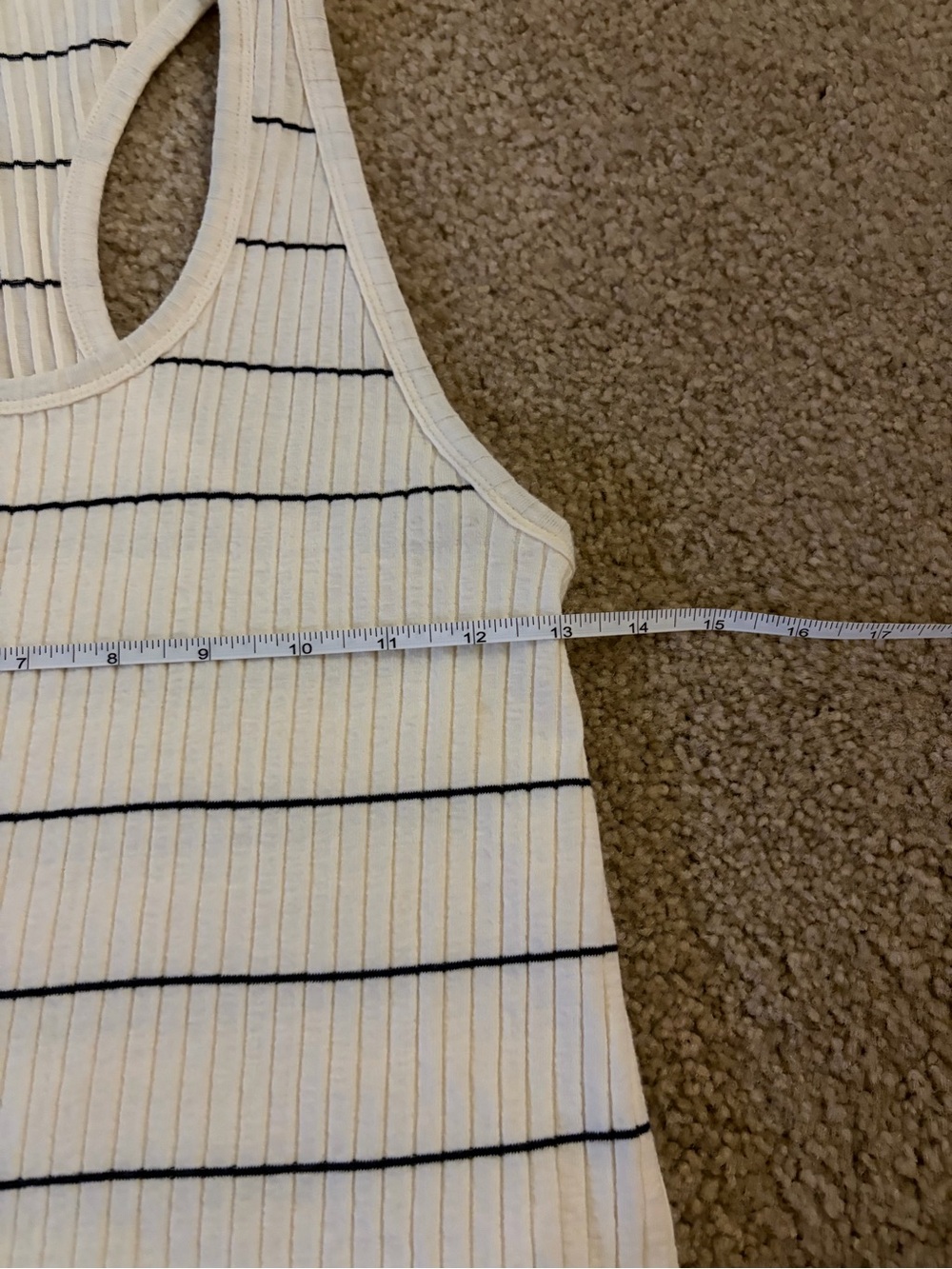 VINCE Striped Racerback Tank Top Cream Black Ribbed Stretch Minimalist small - Picture 10 of 10